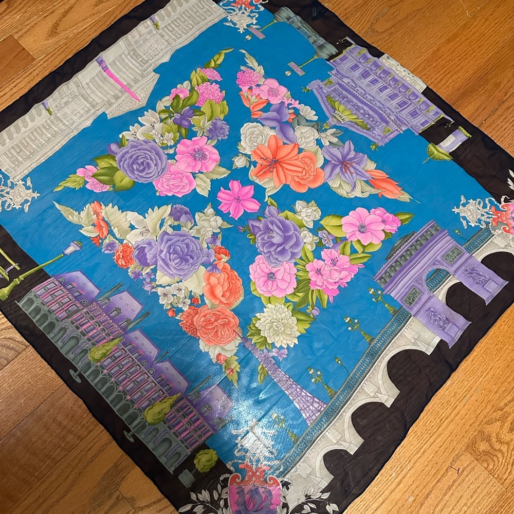 Leonard Paris 100% Silk Floral Paris Landmark Square … - Gem